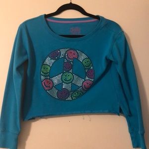 Justice half sweat shirt size 10
